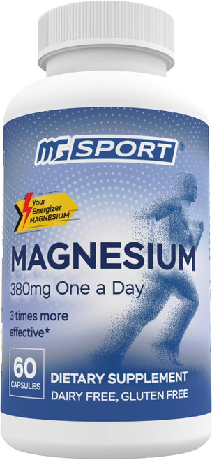 MGSPORT Magnesium Supplement - High Absorption Supplement with Vitamins B6, D, E - Relieves Leg Cramps & Muscle Support