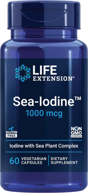 Life Extension Sea-Iodine, kelp and bladderwrack-derived iodine, supports healthy levels of this essential nutrient for