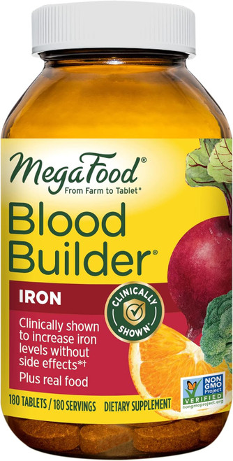 MegaFood Blood Builder - Iron Supplement Clinically Shown to Increase Iron Levels without Side Effects - Iron Supplement