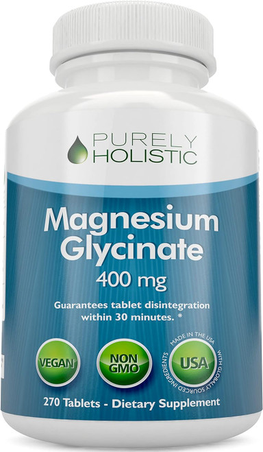 Magnesium Glycinate 400mg - 270 Magnesium Tablets (not capsules) - 400 mg Elemental Magnesium Vegan and Vegetarian
