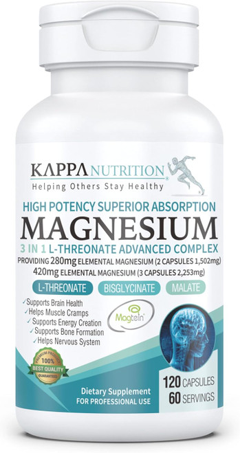 (120 Capsules), 2,253mg Per Serving, Providing 420mg Elemental Magnesium, L-Threonate, Bisglycinate Chelate, Malate, fro