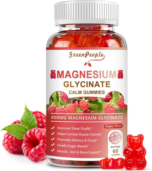 Magnesium Glycinate Gummies 400mg - Sugar Free Magnesium Potassium Supplement with Magnesium Malate, Vitamin D, B6, and
