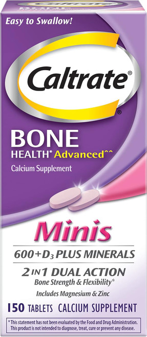 Caltrate Minis 600 Plus D3 Plus Minerals Calcium and Vitamin D Supplement Tablets, Bone Health and Mineral Supplement fo