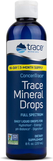 Trace Minerals ConcenTrace Drops | Full Spectrum Minerals | Ionic Liquid Magnesium, Chloride, Potassium | Low Sodium | E