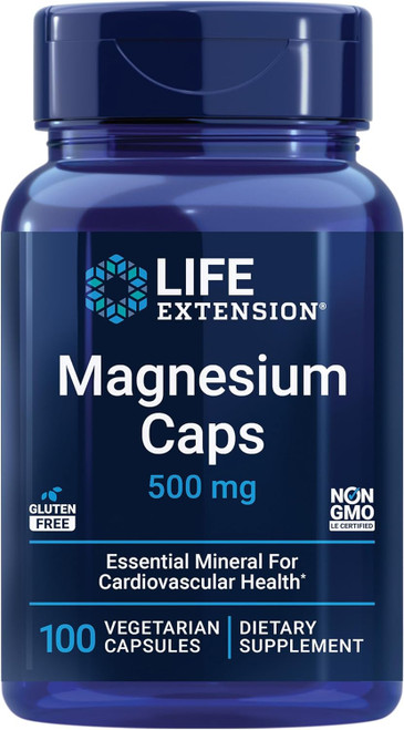 Life Extension Magnesium Caps, 500 mg, magnesium oxide, citrate, succinate, heart health, healthy bones, metabolism supp