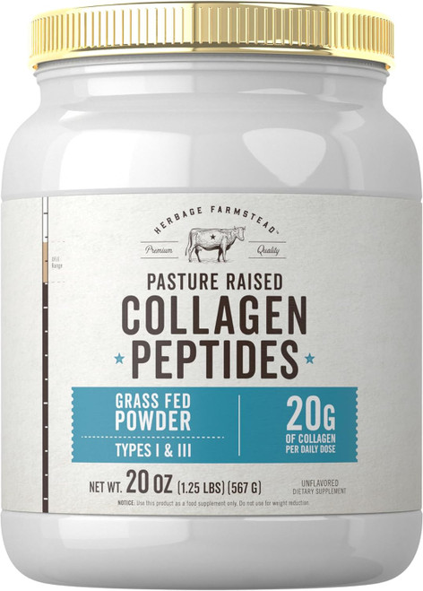 Carlyle Grass Fed Collagen Peptides Powder 20oz | Unflavored | Pa