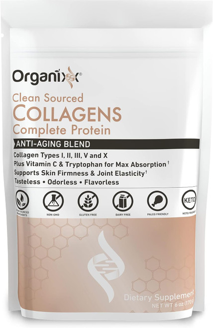 Organixx Clean Sourced Collagen Powder, Hydrolyzed Protein Powder