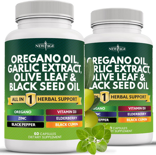NEW AGE Oregano Oil 6000mg Garlic Extract 4000mg Olive L