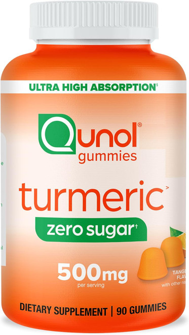 Qunol Zero Sugar Turmeric Gummies, Gummy with 500mg Turm