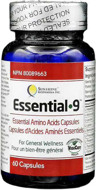 Vegan Certified Essential 9 Pure Free-Form Amino Acid Capsules for Imm