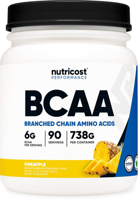 Nutricost BCAA Powder (Pineapple, 90 Servings) - Optimal 2:1:1 Ratio