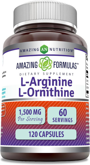 Amazing Formulas L-Arginine/L-Ornithine 1500 Mg Per Serving, Capsules