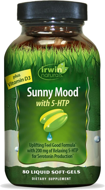 Irwin Naturals Sunny Mood with 5-HTP - 80 Liquid Soft-Gels - Supports