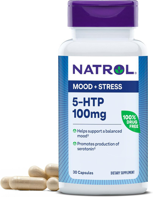 Natrol Mood + Stress 5-HTP 100 mg, Dietary Supplement for a Balanced M