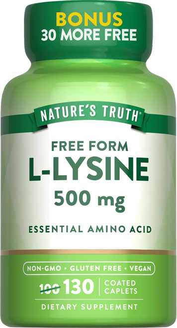 Nature's Truth L-Lysine 500mg | 130 Caplets | Free Form | Essential Am