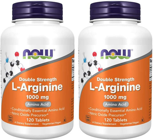 Now Foods L-Arginine 1000mg, 120 Tablets (2 Pack)