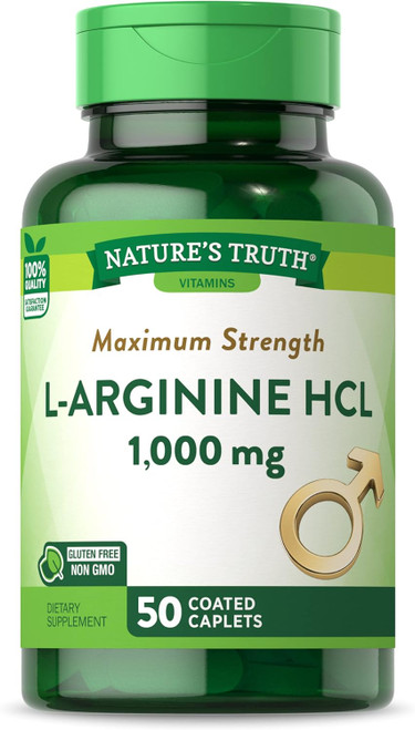 Nature's Truth L-Arginine HCL 1000mg | 50 Caplets | Essential Amino Ac