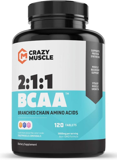 Crazy Muscle BCAA Pills with The Perfect 2:1:1 Ratio of Branched Chain