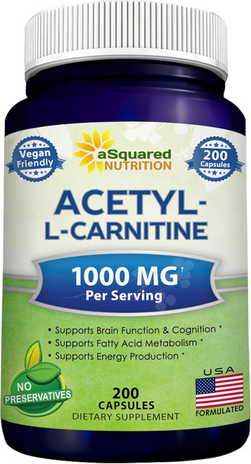aSquared Nutrition Acetyl L-Carnitine 1000mg Max Strength - 200 Veggie