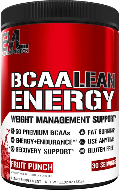 EVL BCAA Lean Energy Powder - Pre Workout Green Tea Fat Burner Support
