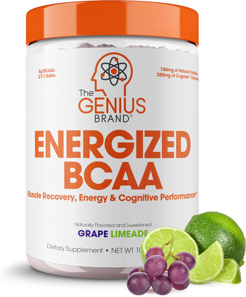 Genius BCAA Energy Powder, Grape Limeade - Nootropic Amino Acids & Mus
