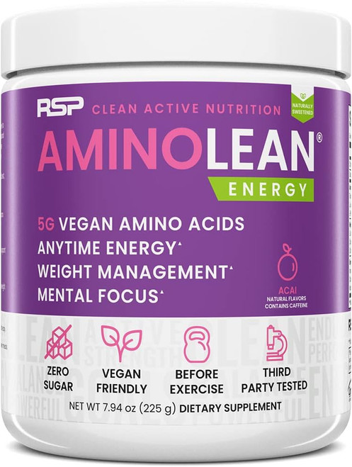 RSP AminoLean - All-in-One Natural Pre Workout, Amino Energy, Weight M