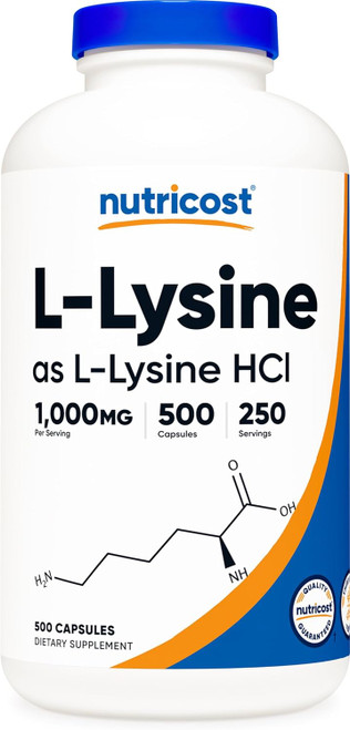 Nutricost L-Lysine 1000mg Per Serving, 250 Servings, 500 Capsules - Gl