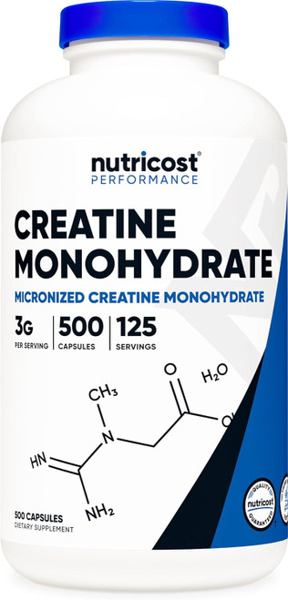 Nutricost Micronized Creatine Monohydrate 3,000mg 500 Capsules, 125 Se