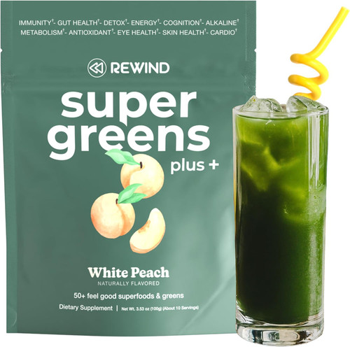 Rewind Greens Plus+ Super Greens Powder - Over 50 Superfoods and Green
