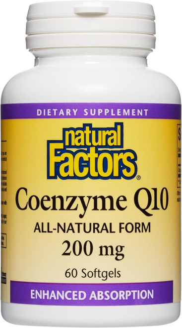 Natural Factors Coenzyme Q10 200 mg, Natural Coenzyme Q10 Supplement f