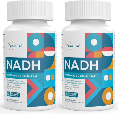 NADH 50mg + CoQ10 200mg + D-Ribose 150mg Supplement, Enhance NAD+ Supp