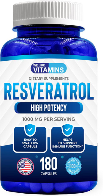 We Like Vitamins Resveratrol 1000mg per Serving - 180 Easy to Swallow