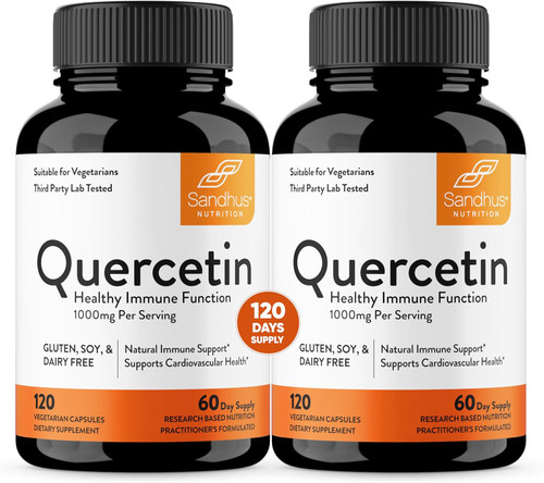 Sandhu's Quercetin 1000mg Per Serving 120 Count(Pack of 2) Vegetarian