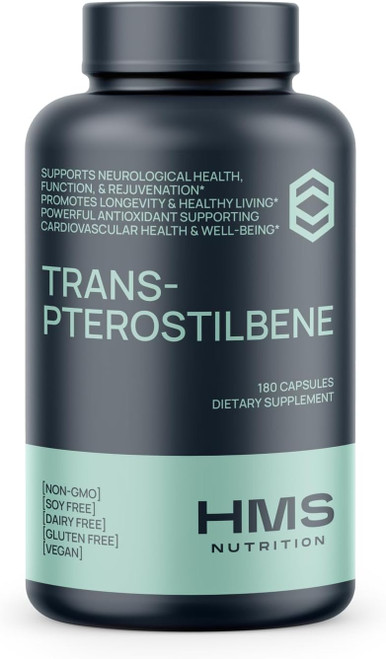 Potent Trans-Pterostilbene - 200mg, 180 Vegan Capsules - Antioxidant S