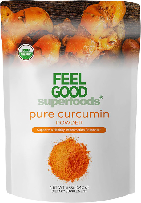 Feelgood Organic Superfoods Pure Curcumin Powder, Organic, Non-GMO, Ve