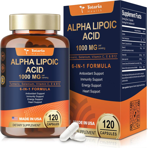Alpha Lipoic Acid - 1000mg ALA Supplement Capsules for Neuropathy Supp