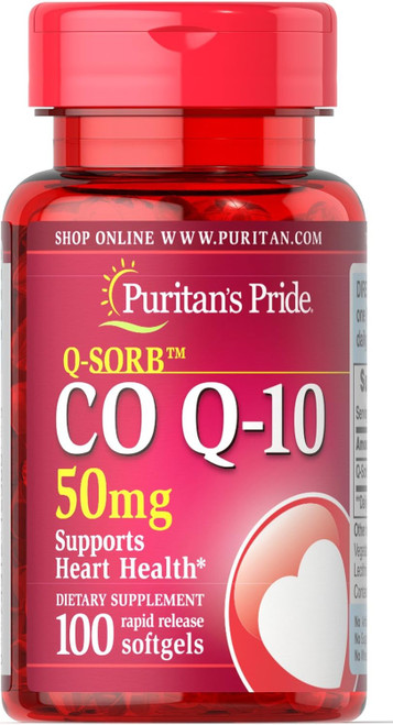 Q-Sorb CoQ10 50mg, Contributes to Heart Wellness,100 Softgels by Purit