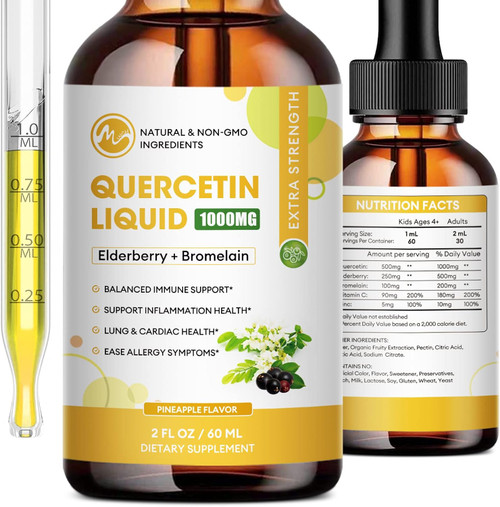 Quercetin Liquid Drops - Quercetin Supplements 1000mg - 4X Stronger Th