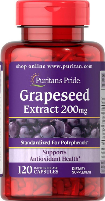 Puritan's Pride Grapeseed Extract 200mg, Dietary Supplement for Antiox