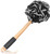 Black Loofah on a Stick PE Soft Mesh Luffa with Non-Slip Wooden Handle