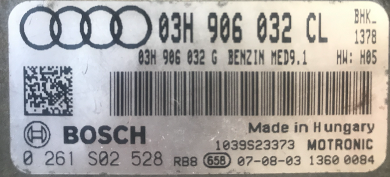 Bosch Engine ECU, Audi Q7 3.6 FSI, 0261S02528, 0 261 S02 528, 03H906032CL, 03H 906 032 CL, MED9.1, 1039S23373