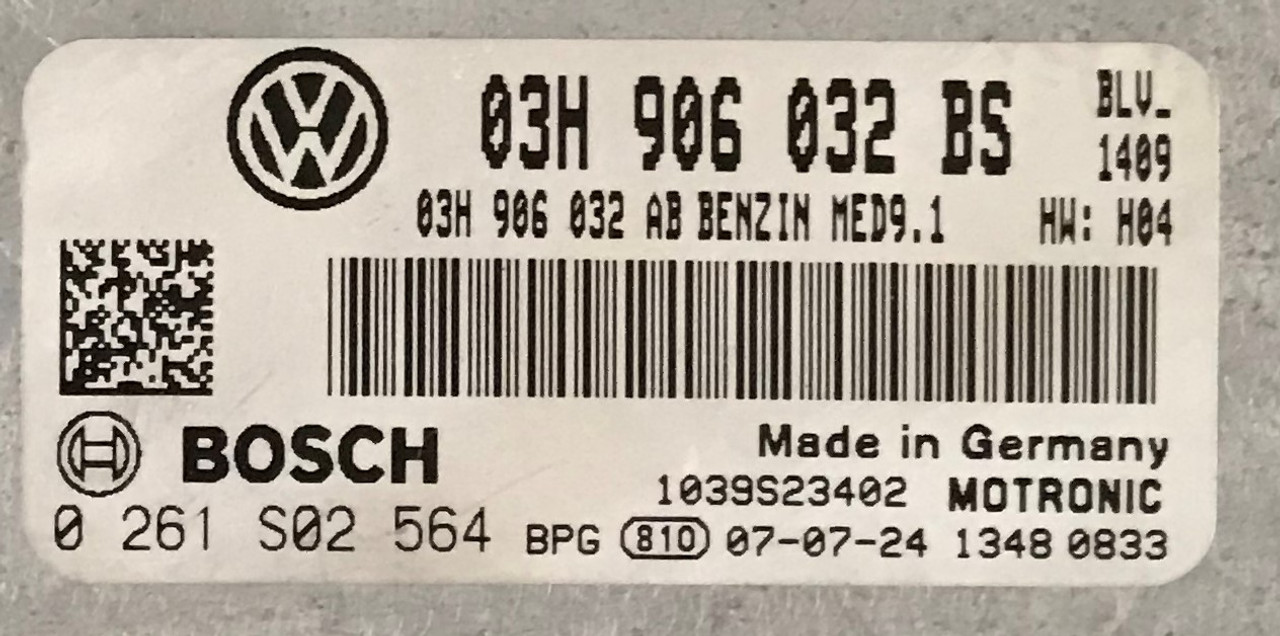 0261S02564, 0 261 S02 564, 03H906032BS, 03H 906 032 BS, 03H906032AB, 03H 906 032 AB, MED9.1