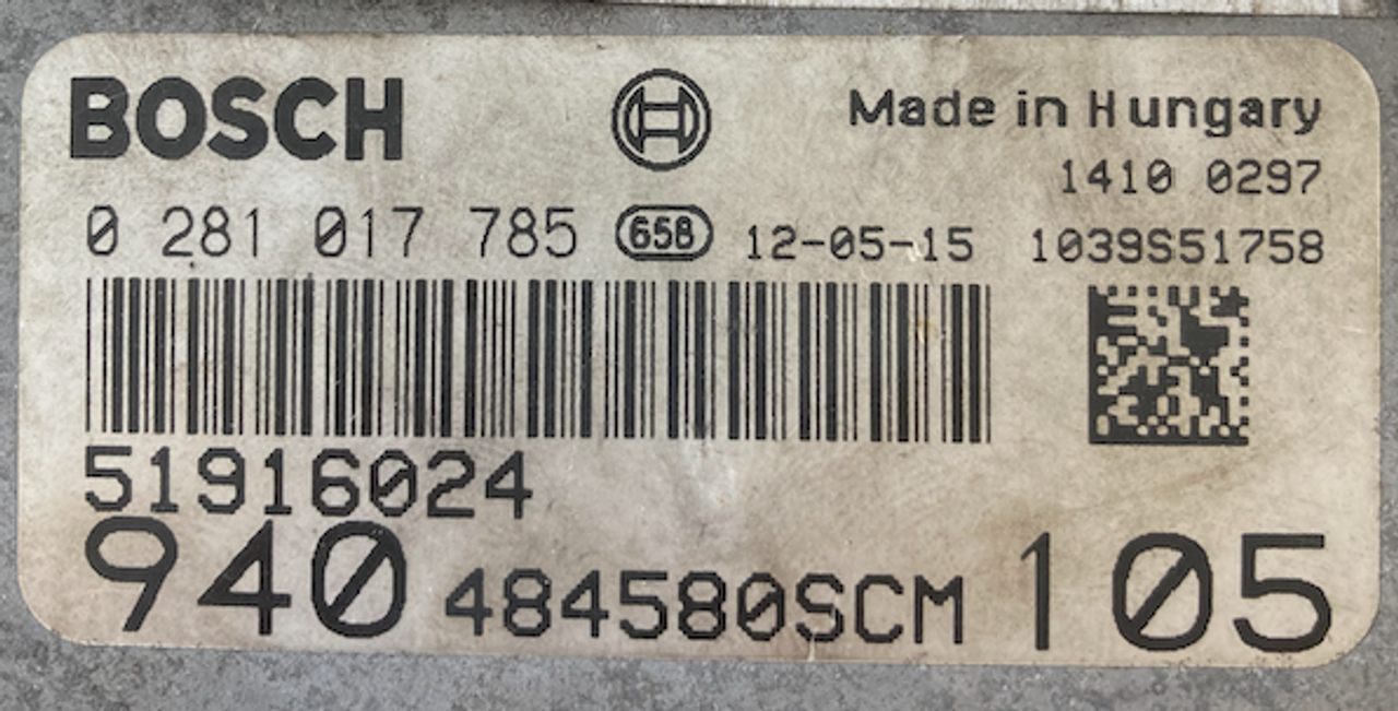 Bosch Engine ECU, Alfa Giulietta 1.6 JTDM, 0281017785, 0 281 017 785, 51916024, 1039S51758