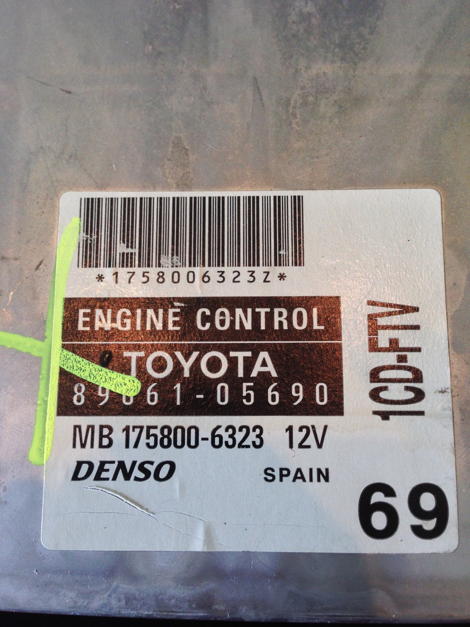 Toyota, 8966105690, 89661-05690, MB1758006323, MB175800-6323, 1CDFTV, 1CD-FTV 