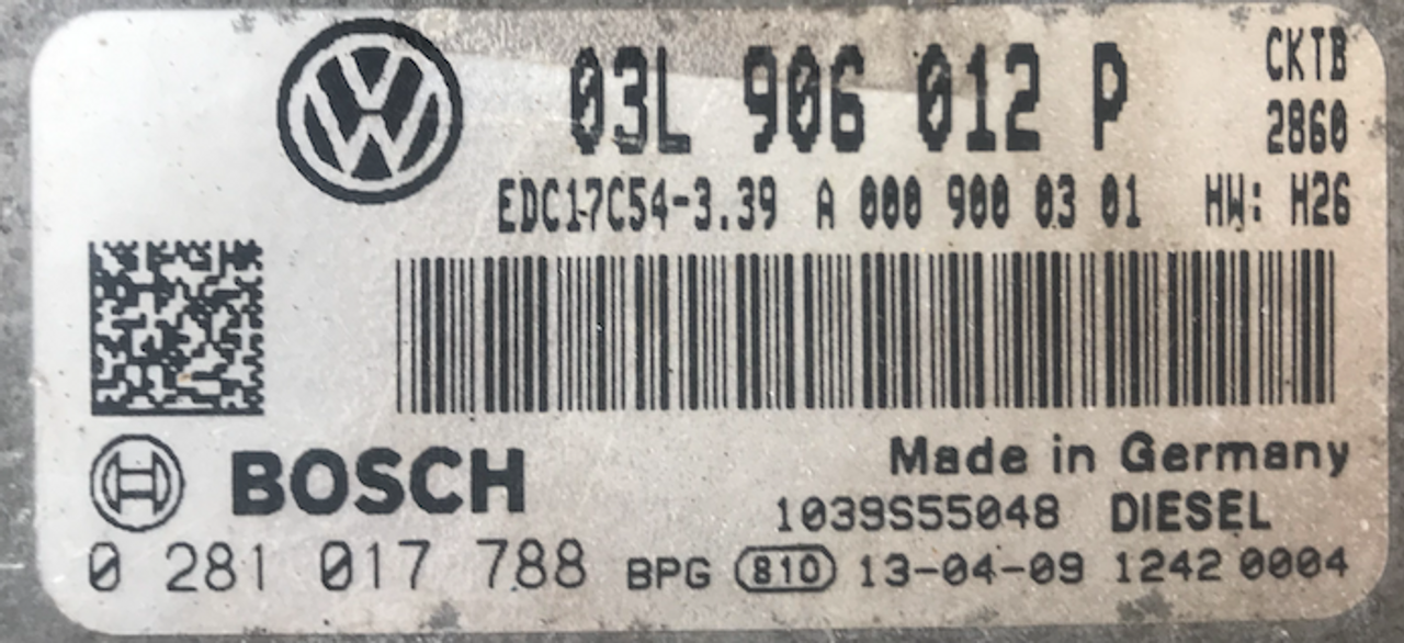 Bosch Engine ECU, VW Crafter 30/35/50 2.0 TDI, 0281017788, 0 281 017 788, 03L906012P, 03L 906 012 P, EDC17C54