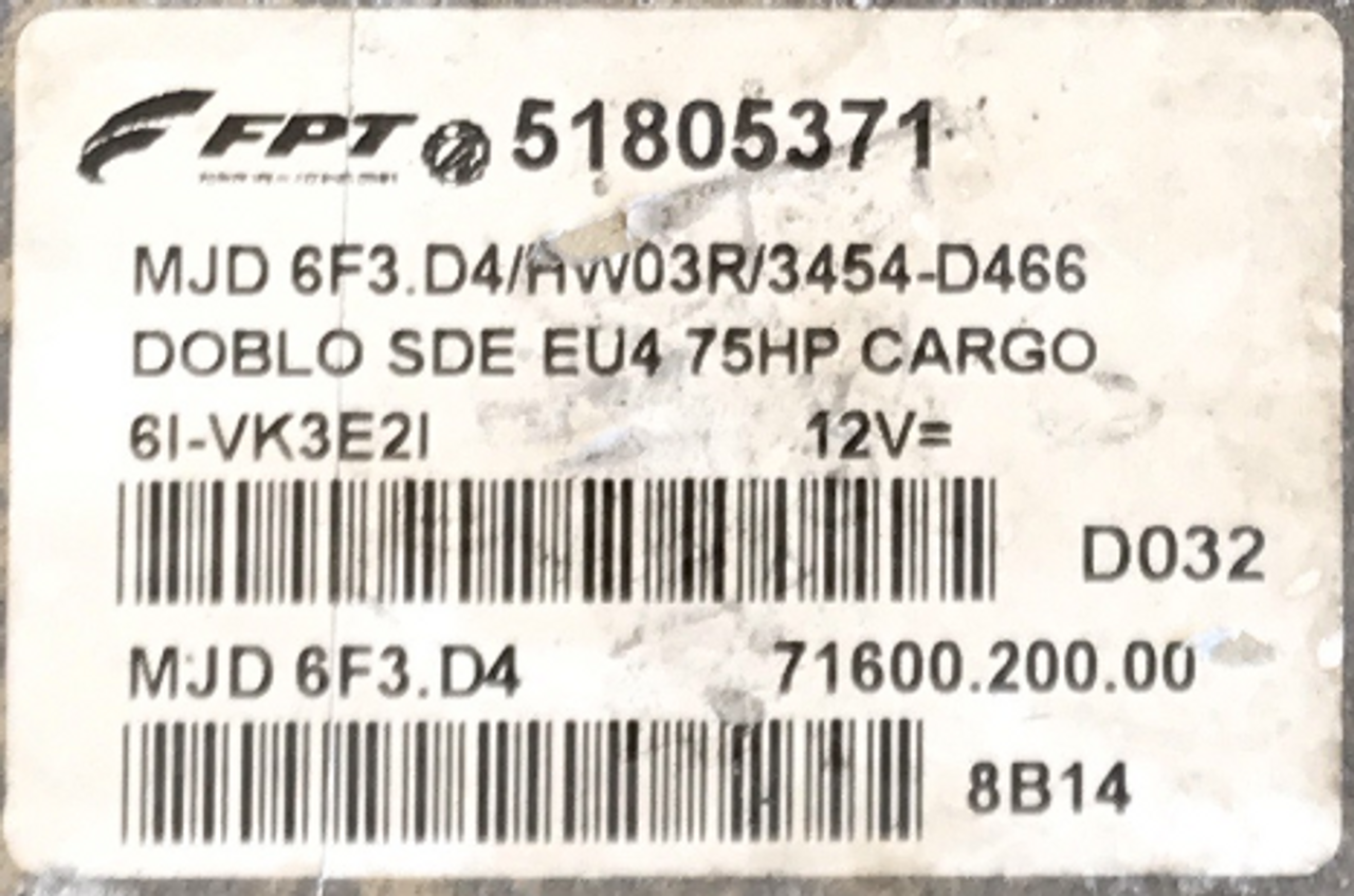 Fiat Doblo, 51805371, MJD 6F3.D4, 171600.200.00, HW03R