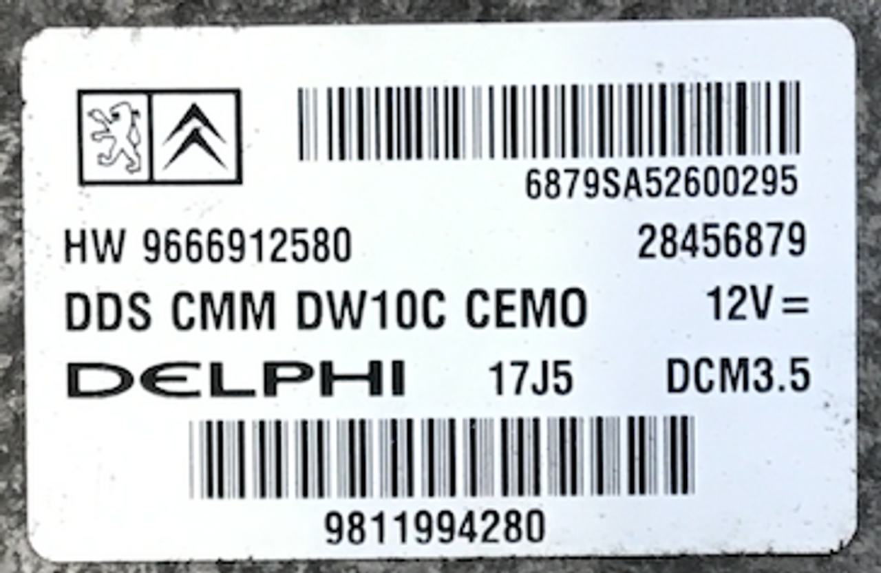 Delphi Engine ECU, Peugeot, Citroen, HW 9666912580, 28456879, DCM3.5 