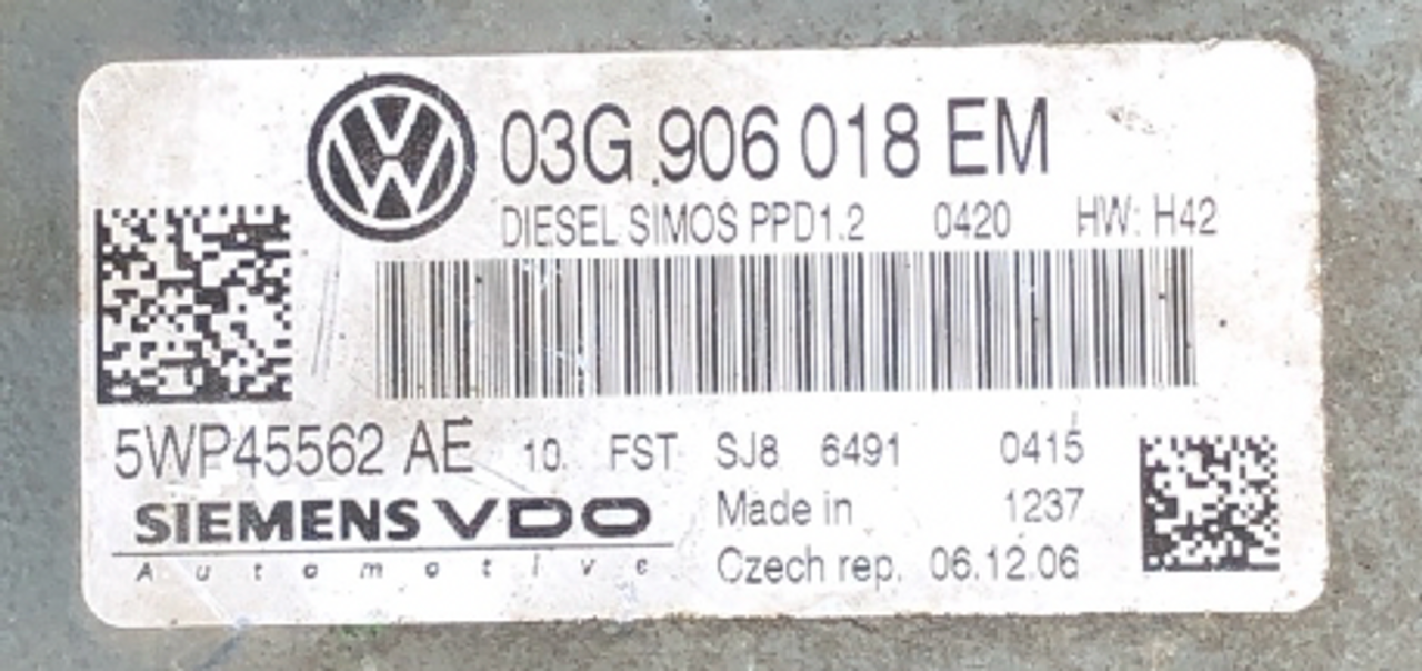 VW, 5WP45562AE, 5WP45562 AE, 03G906018EM, 03G 906 018 EM, PPD1.2 