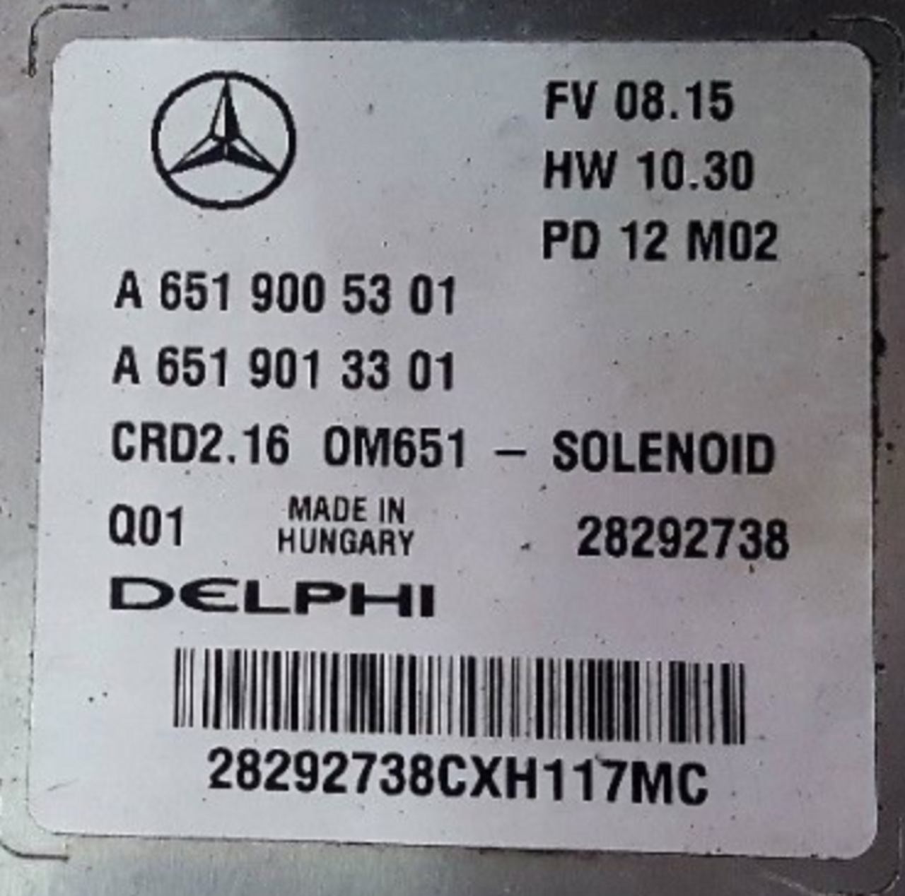 Mercedes-Benz, A6519005301, A 651 900 53 01, A6519013301, A 651 901 33 01, 28292738, CRD2.16, OM651 - SOLENOID