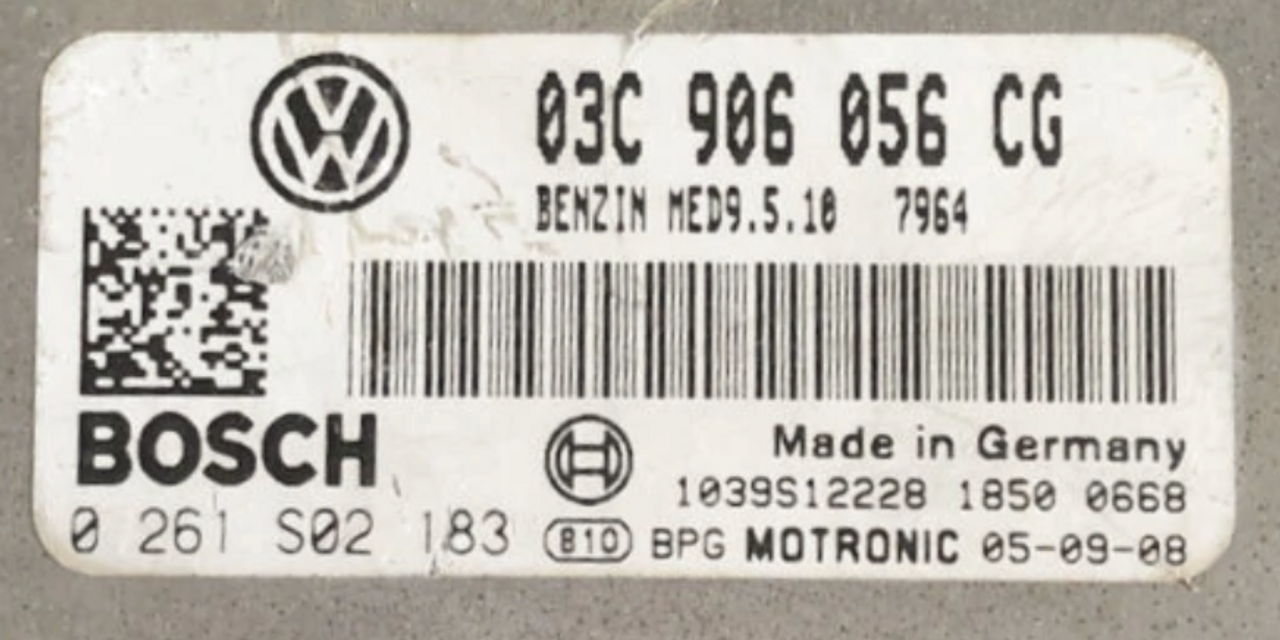 Bosch Engine ECU, VW Golf 1.6 FSI, 0261S025183, 0 261 S02 183, 03C906056CG, 03C 906 056 CG, MED9.5.10